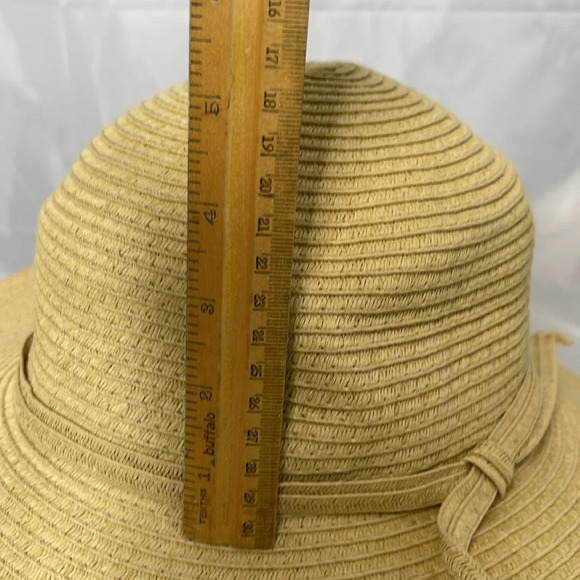Sun 'N' Sand Shoreline Wide Brim Tan Floppy Sun Hat Paper Straw Weave UPF 50+ - Picture 7 of 8